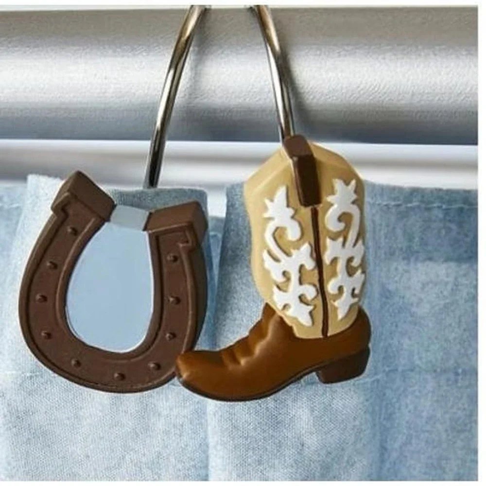 Rodeo time Mainstays western shower curtain with western hooks set‎